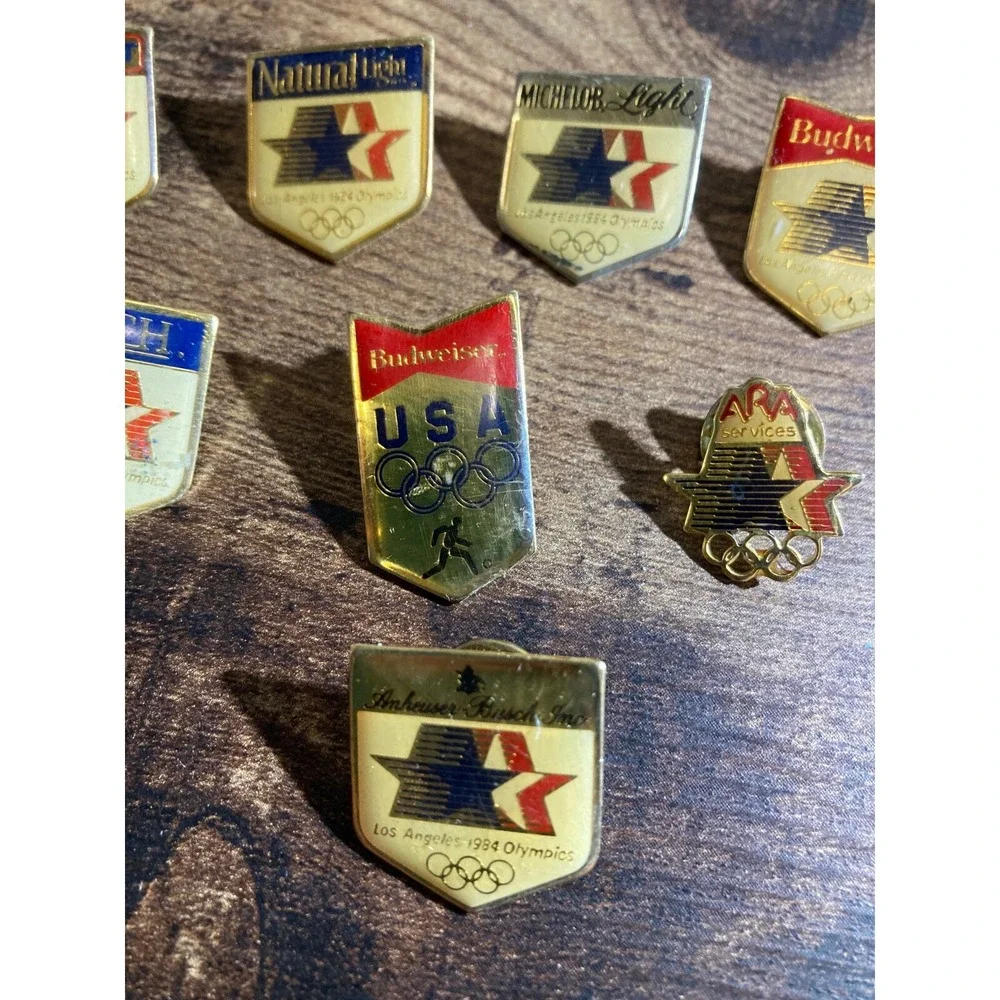 1984 LA OLYMPICS Vintage Anheuser Bush USA Lapel Hat Pins Lot Of 8 Collector